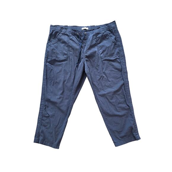 Sonoma Navy Paperbag Waist Capri Pants XXL Stretch Casual Cotton Utility Comfort - Picture 2 of 8